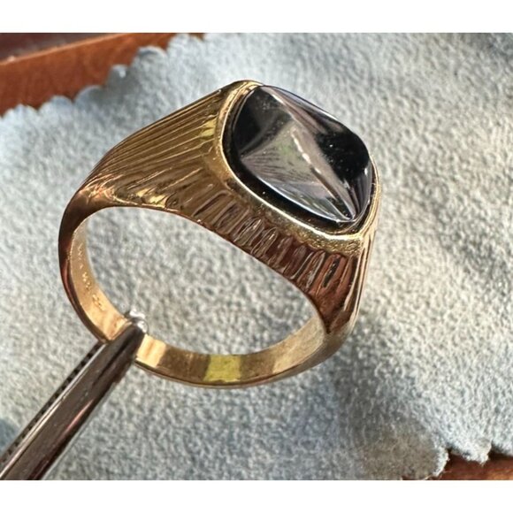 Men's vintage onyx ring size 12 stamped 18kt ge - Picture 1 of 9